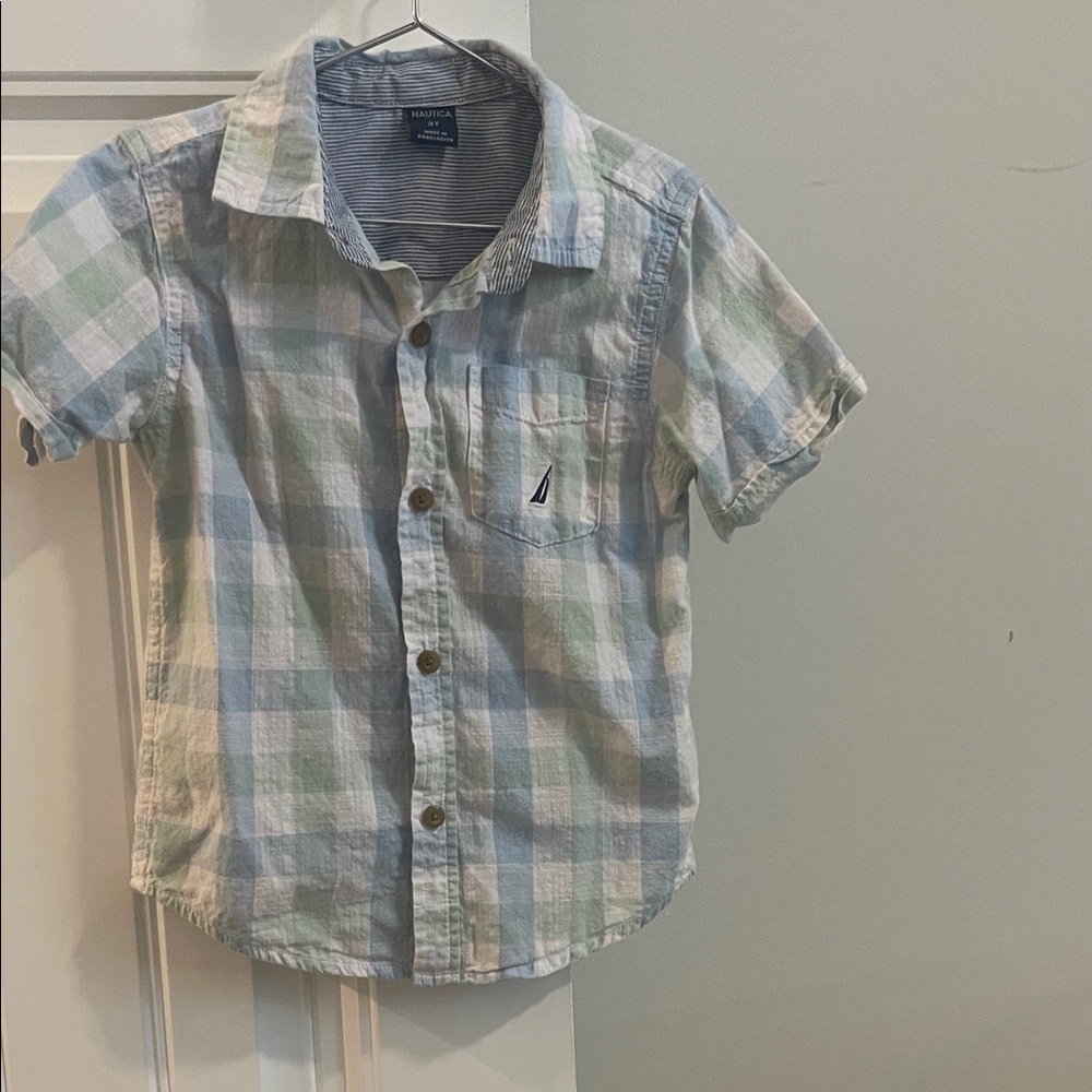 Nautica Kids Checkered Shirt - Blue and Green